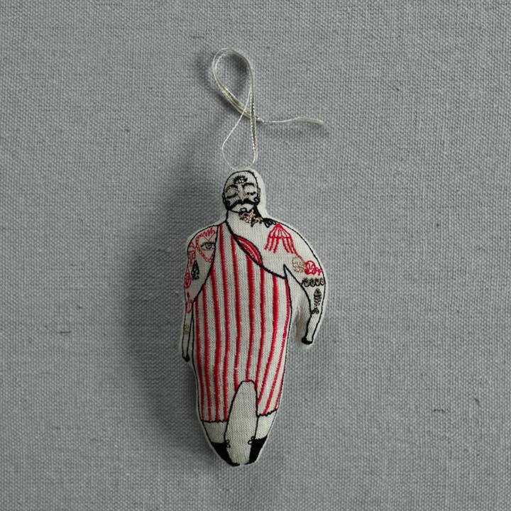 Tattooed Strong Man - Cotton-filled Ornament, Token for wholesale by Skippy Cotton