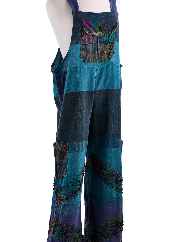 Kaleidoscope Accessories - Wholesale Overalls - Women's - Textured Cotton Patch Overalls, 2 Assorted2