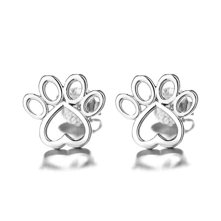 Sterling Silver Paw Stud Earrings for wholesale by Amy and Annette