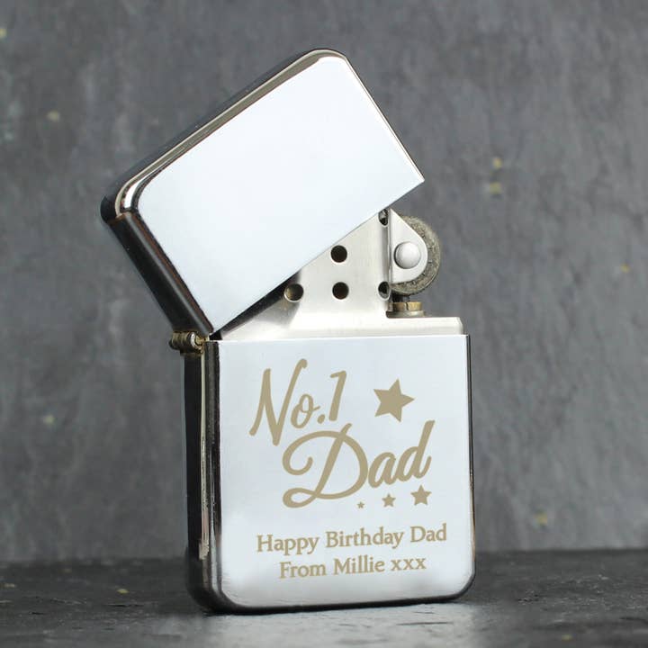Simply Canvas Art – wholesale Lighter – Personalised No.1 Dad Silver Lighter