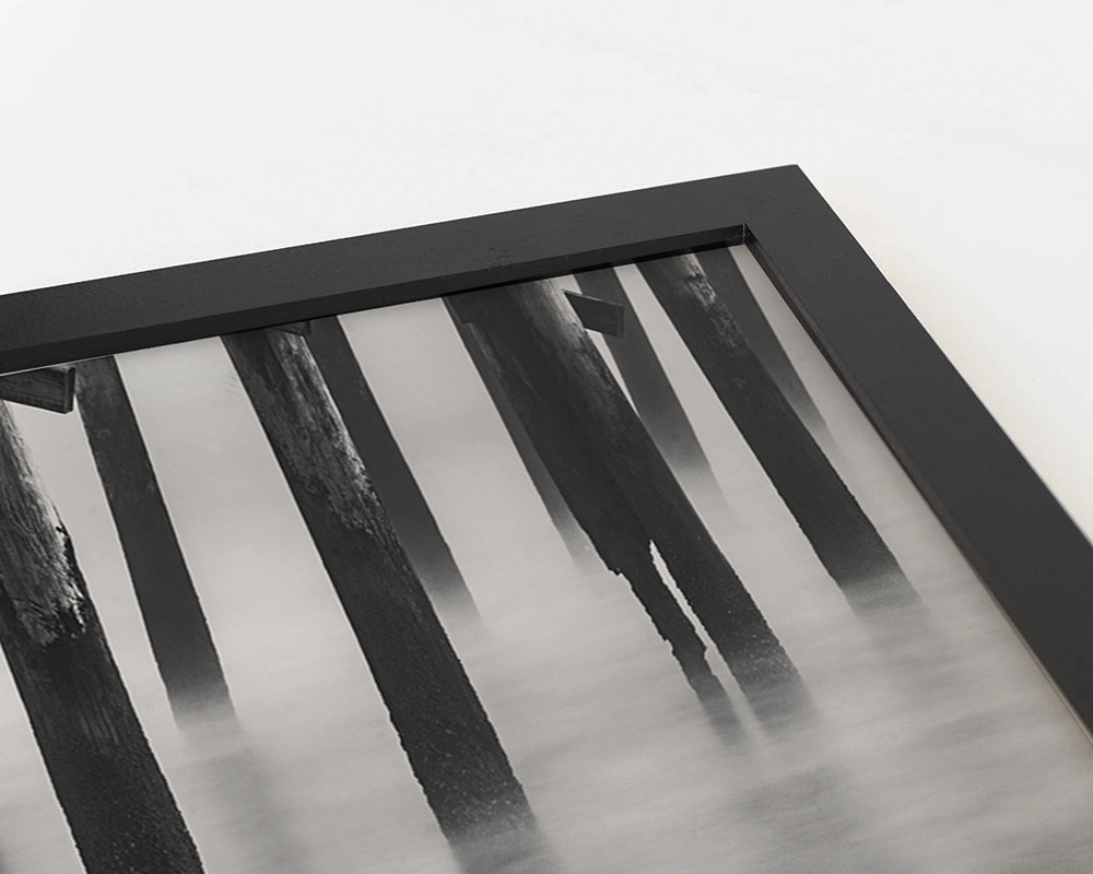 Black Foggy Ocean image. Wall art print with frame. for wholesale on Faire2