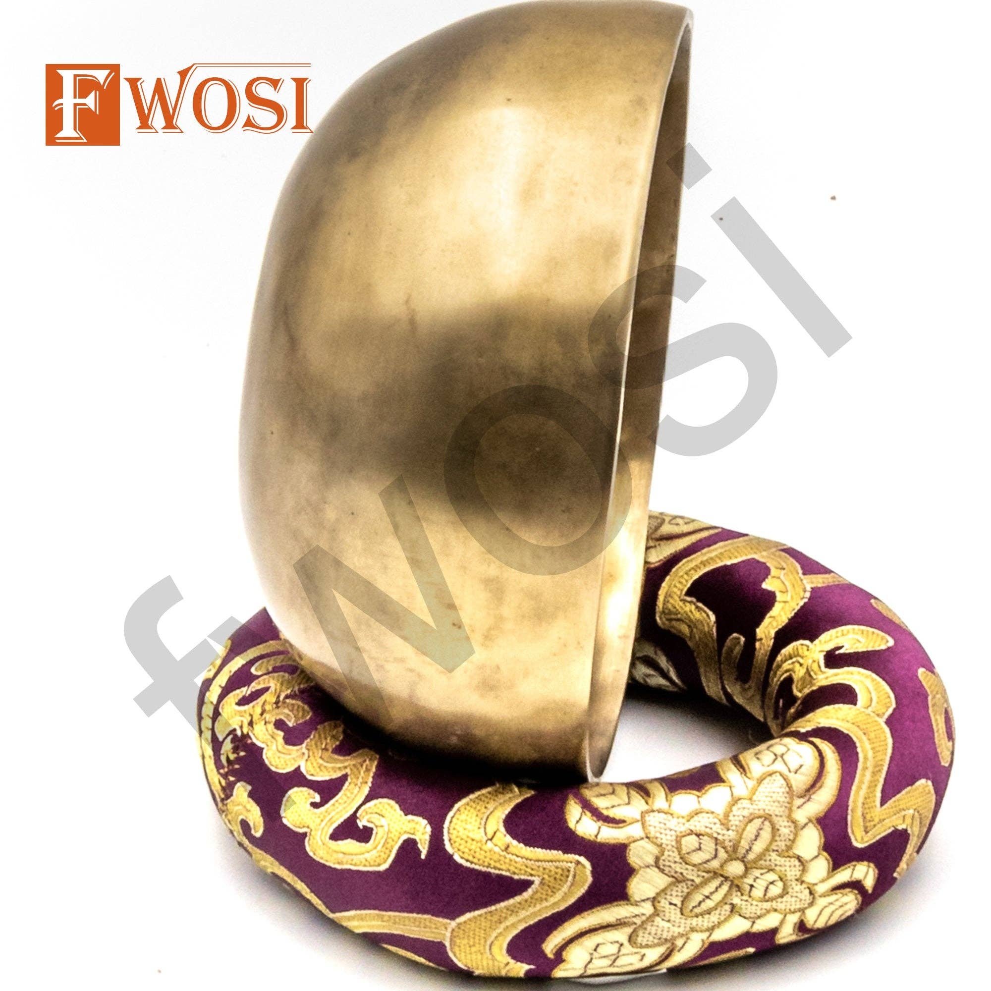 Fwosi - Wholesale Meditation Supplies - Himalayan Tibetan Singing Bowl Set with Mallet & Cushion | Antique Meditation Bell Sound Bowls for Yoga | Healing Bowl | Mindfulness Bell3