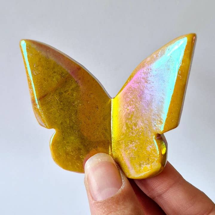 Edelstein Angel Aura Schmetterling 6x5 cm – Gelber Jade für den Großhandel von Moonlight Gemstones