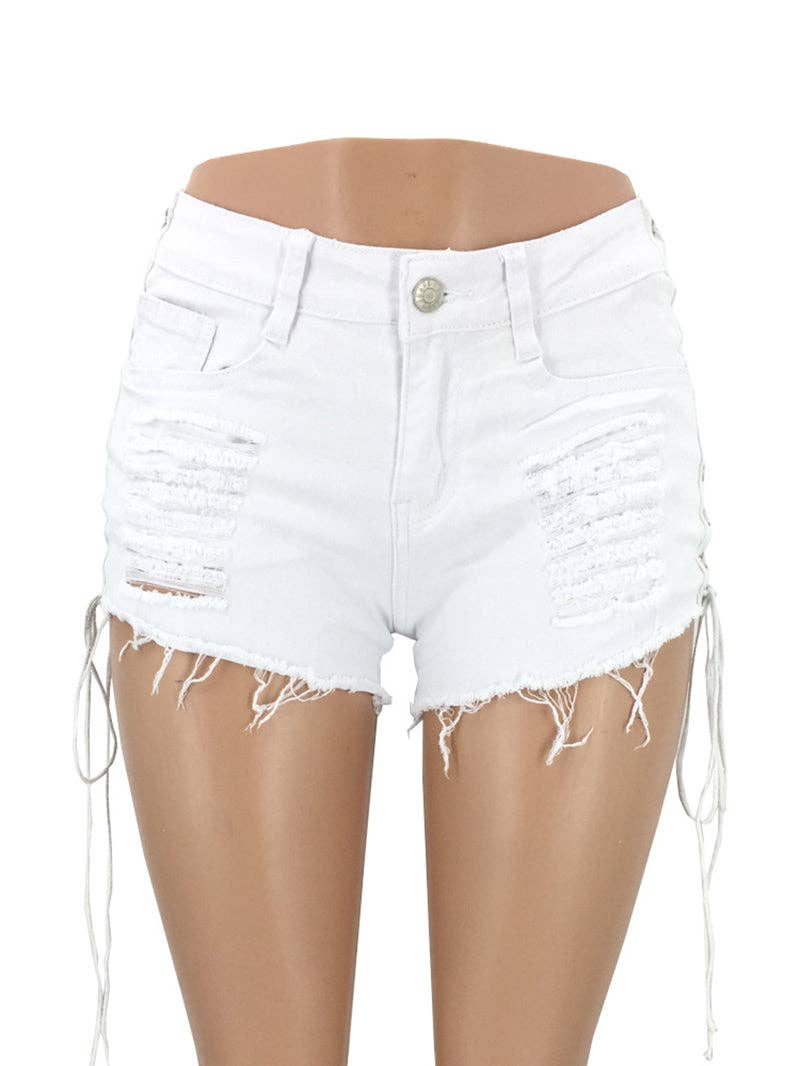 Tourtiwi - Vendita all'ingrosso Pantaloncini - Donna - Pantaloncini di jeans sexy con lacci laterali11