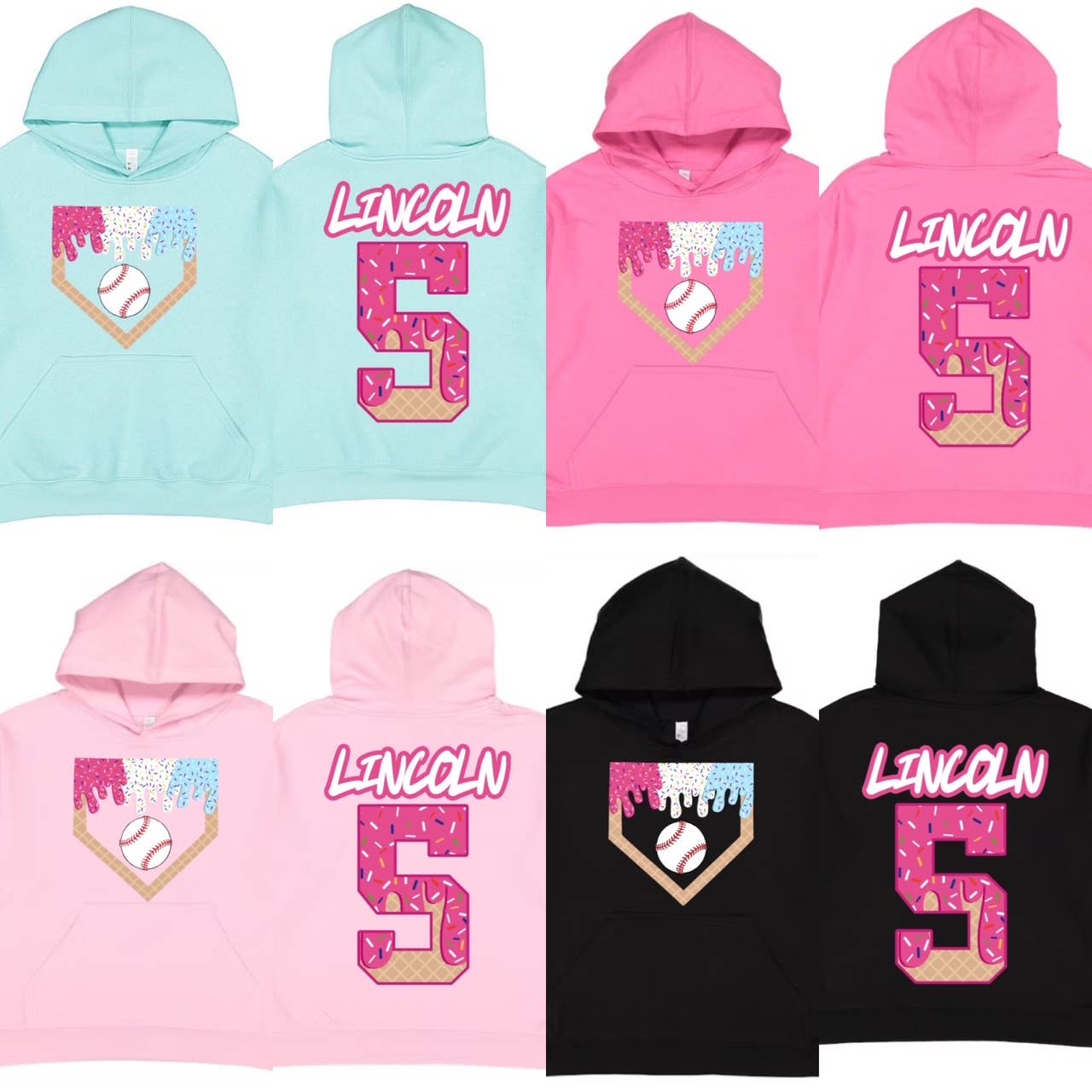Simply Blush Wholesale - Wholesale Hoodie - Kids - Baseball Ice Cream Drip Boys Hoodie Pink Blue Drippy1