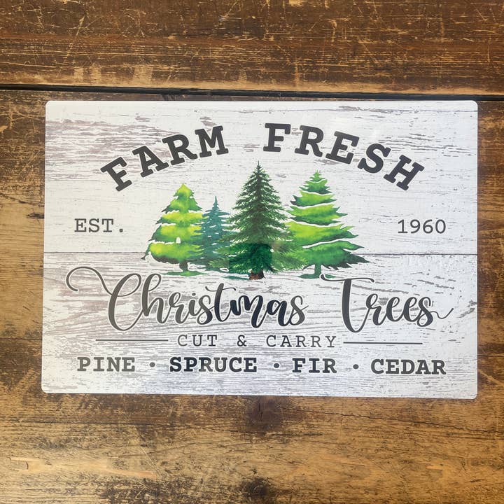 Juletræ Farm Frisk væg Metal Sign Plaque for engroshandel hos The British Metal Signs Company