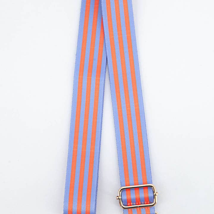 Two Tone Alternating Stripe Bag Strap in Azure Blue & Orange for wholesale by Sarta