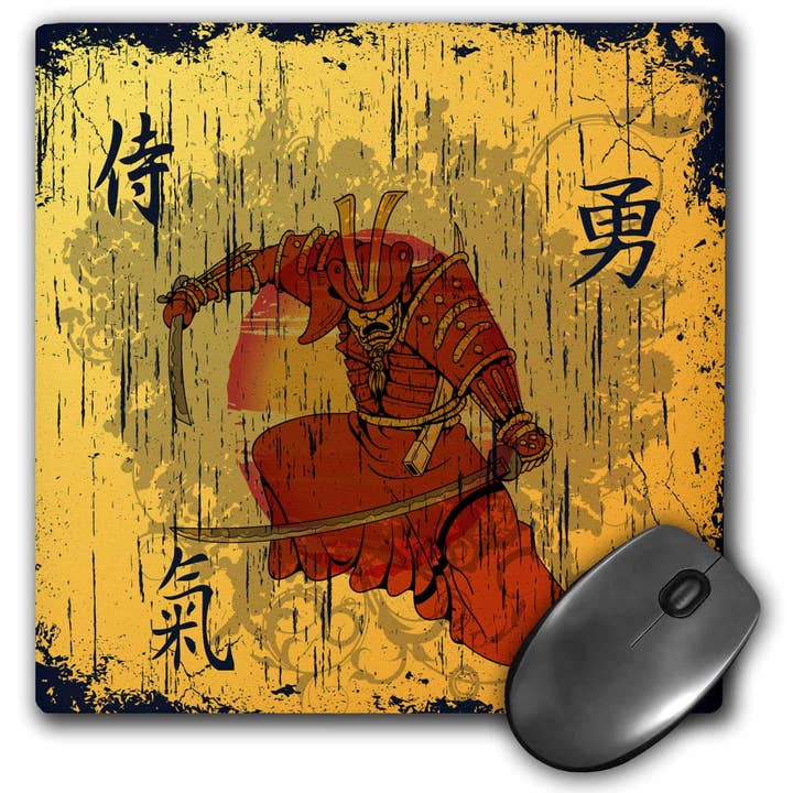 MousePad Samurai Japonês Com Espadas Kanji Brave Energy Sam por atacado de 3dRose