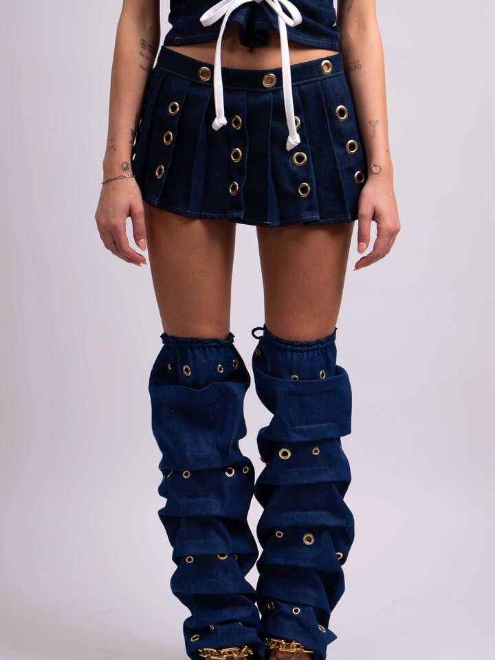 Destiny Pleated Denim Mini Skirt for wholesale by Maui X Lolita