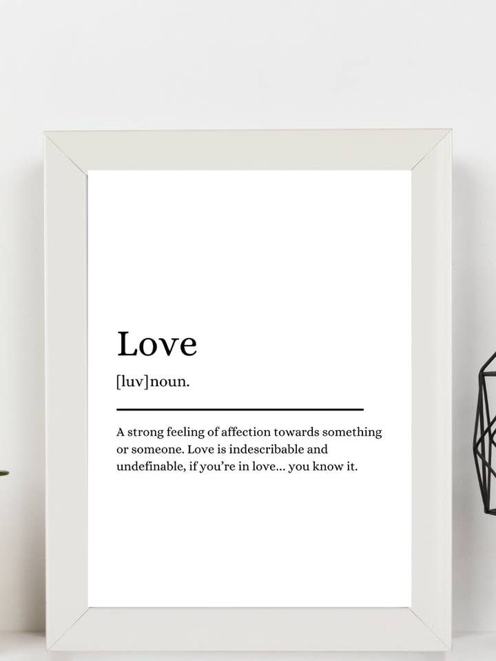 Second Ave White Framed A4 Love Definition Quote Word Wall Art Print Birthday Gift Home Decor for wholesale by Second Ave Gift Company