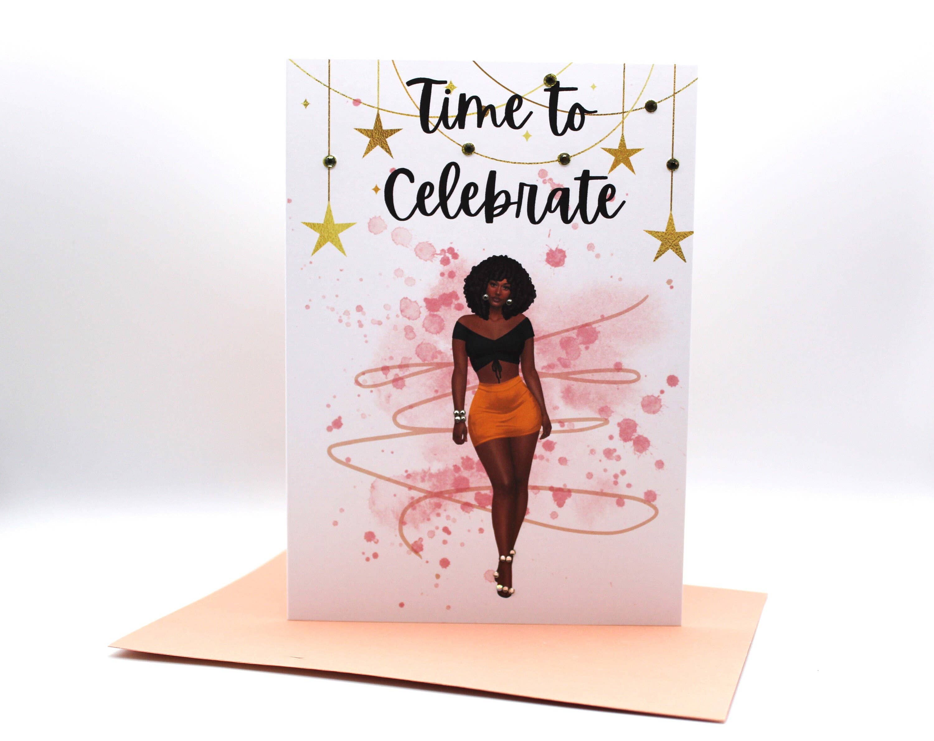 Simply Created - Vente Cartes d'anniversaire - Carte d'anniversaire afro-américaine, carte de vœux faite à la main pour femme noire, femme noire, nom personnalisé pour elle, vierge, cadeau pour une amie, bling2