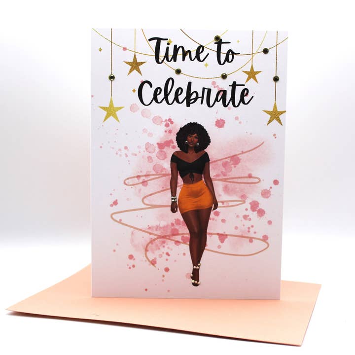 Simply Created - Vente Cartes d'anniversaire - Carte d'anniversaire afro-américaine, carte de vœux faite à la main pour femme noire, femme noire, nom personnalisé pour elle, vierge, cadeau pour une amie, bling2