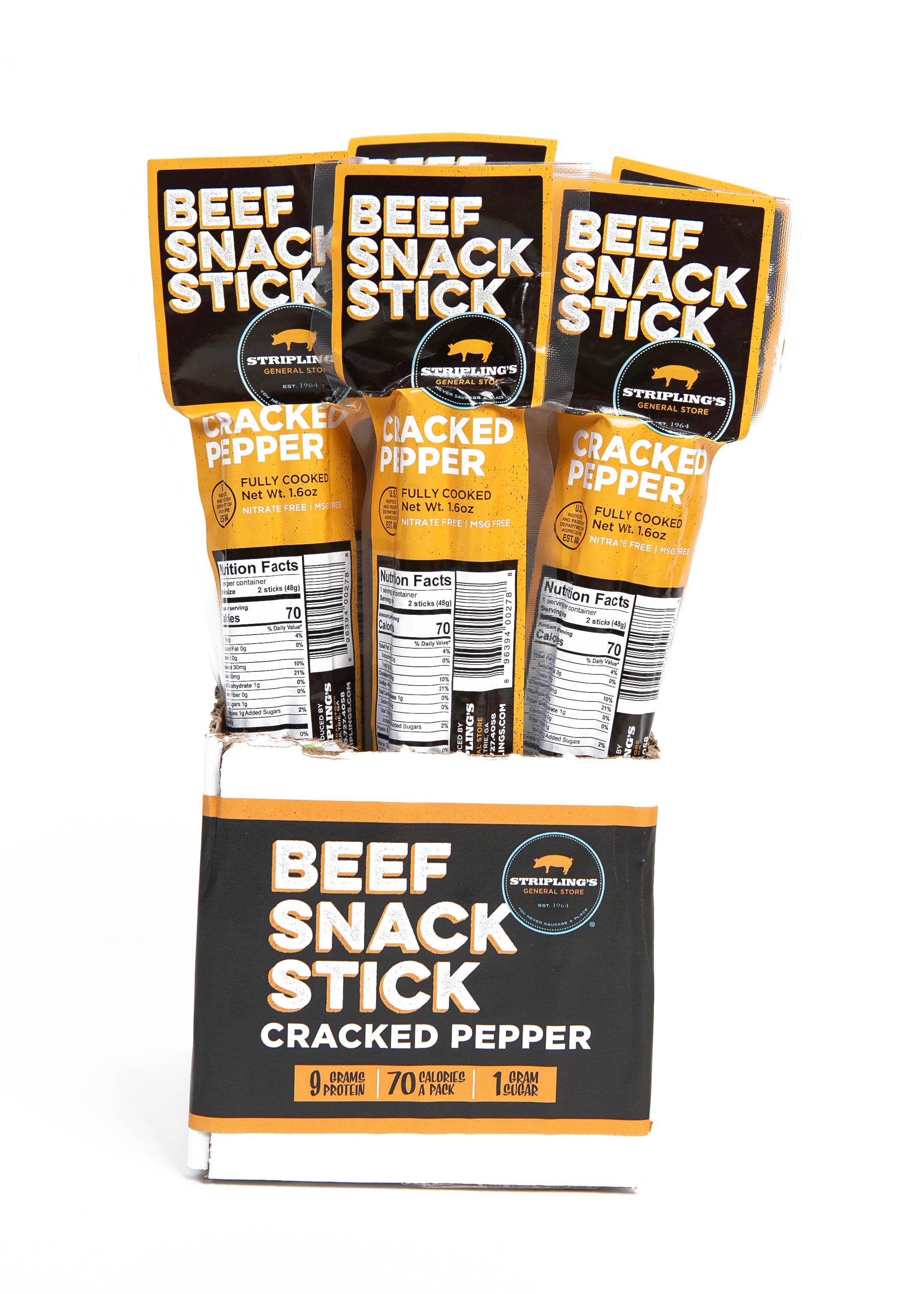 Stripling's General Store - Vente Viande séchée - Bâtonnet de bœuf au poivre concassé de 1,6 oz3