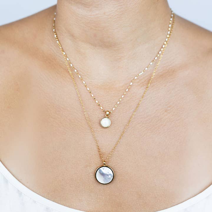 Sergio Engel jewellery - Wholesale Halskettinghanger - Strandketting 02 - in roestvrij staal met natuursteen of parelmoer12