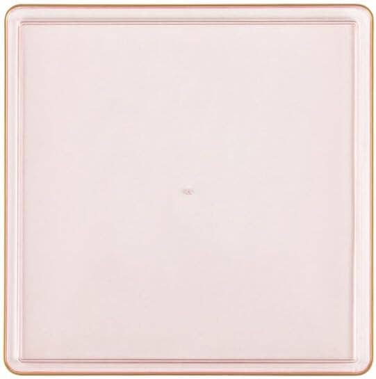 EcoQuality – wholesale Disposable plate – 5" Disposable Square Pink Clear China Like Plastic Plates Gold Rim0