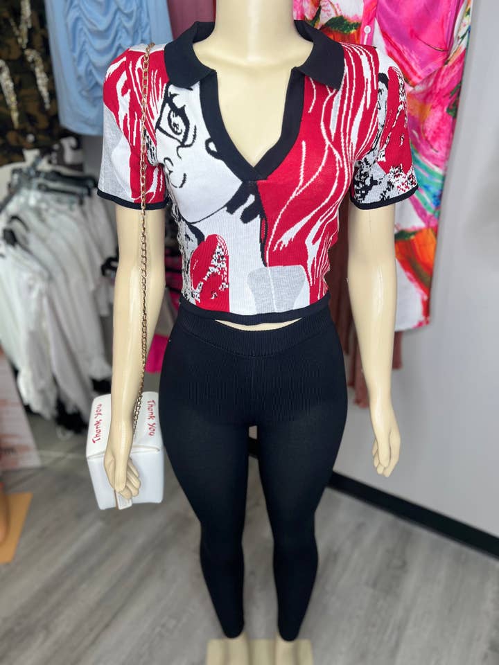Aungya Boutique – wholesale Set med topp och byxa – Dam – Eldset