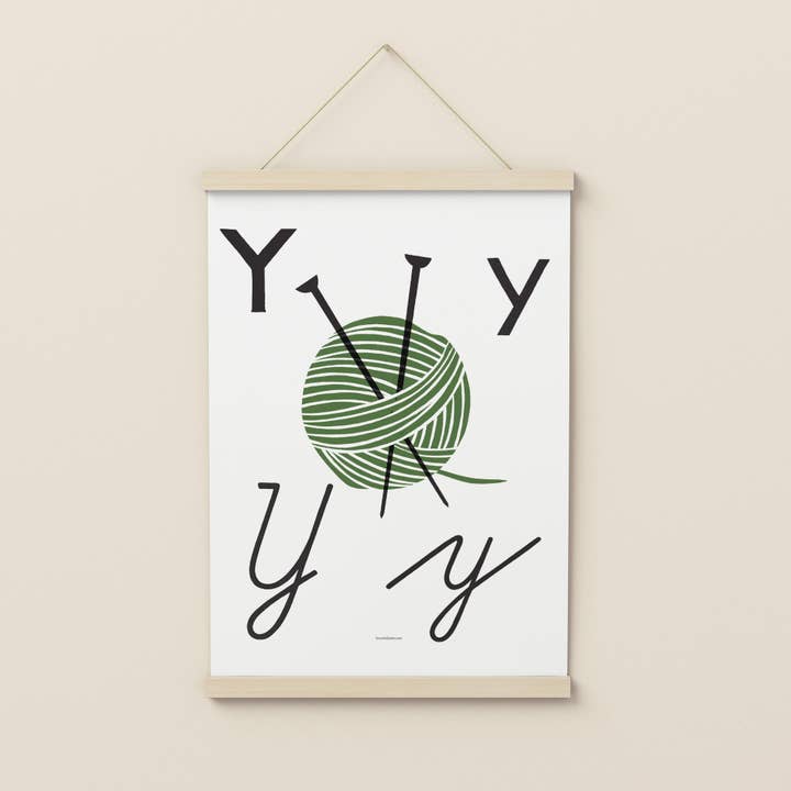 Illustrated Letter Y Retro Art Print for wholesale by Know It All Prints
