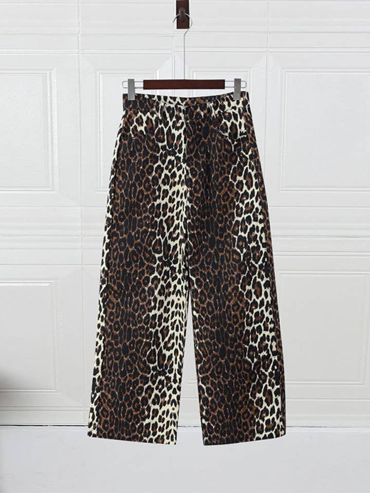 Leopard Print Wide Leg Pants for wholesale on Faire9