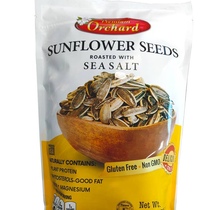 Premium Orchard Sunflower Seeds Roasted With Sea Salt- 12Bags/Case, 14oz(396g) for wholesale by Takari International, Inc.