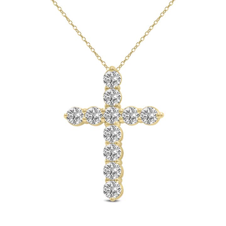 1/2 CTW Lab Grown Diamond Cross Pendant in 14K Yellow Gold for wholesale by Szul USA LLC