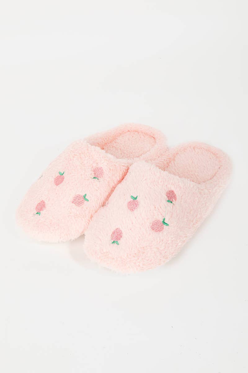 Collections by Fame Accessories - Wholesale Slippers - Women's - Strawberries Print Fur Slippers1
