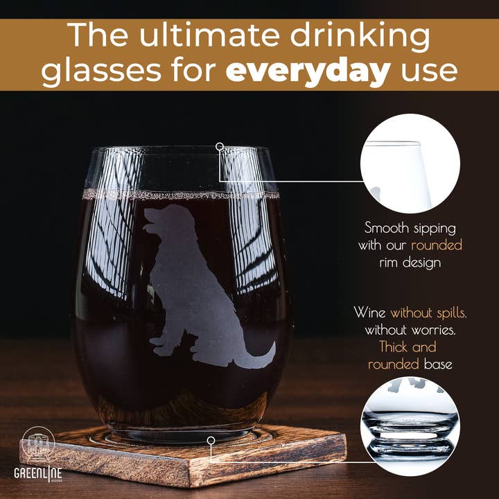 Greenline Goods - Wholesale Wine Glass - Golden Retriever Etched Stemless Wine Glasses4