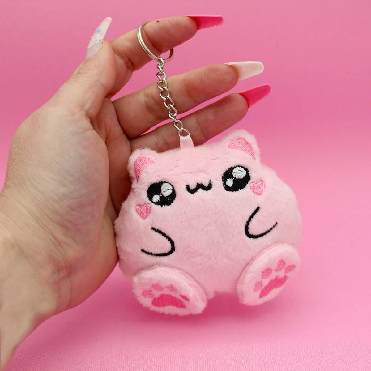 Kawaii Hair Candy – Engroshandel Nøglering - Dame – Kawaii fed kat nøglering – chibi plyskat taskevedhæng18