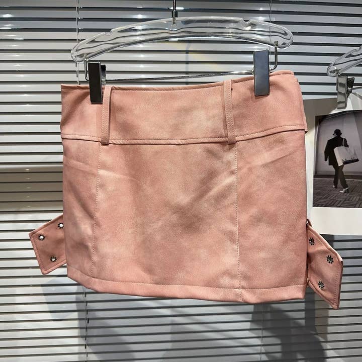 Productseeker - Vente Jupe – femme - Jupe Mini SK79Y PU avec Large Ceinture Croisée – Style Urbain12