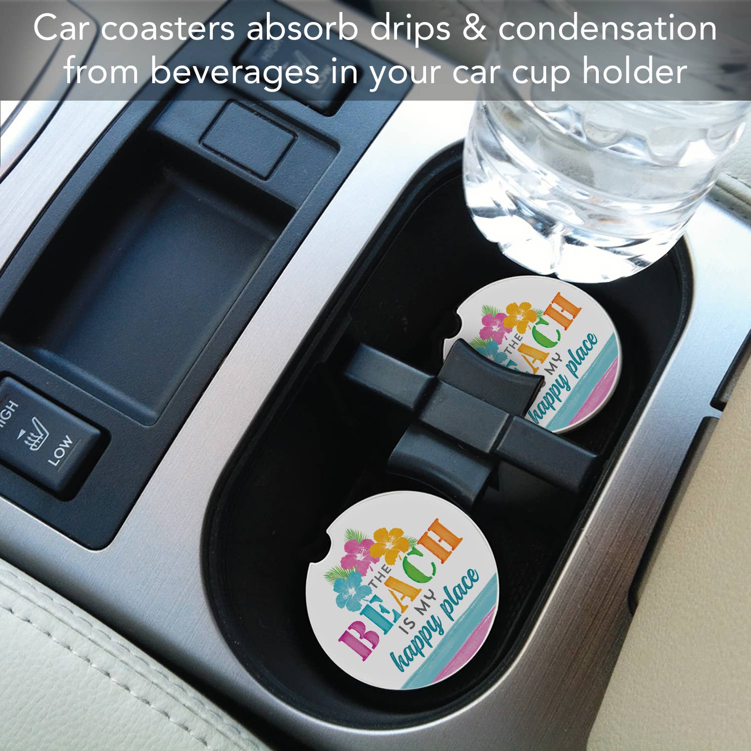 CounterArt/Highland Home/Thirstystone - Wholesale Car Coaster - Unisex - My Happy Place Beach Bulk Stone Car Coaster-NO PACKAGING4