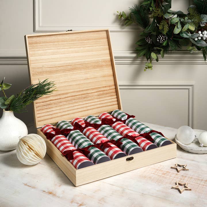 Caixa de Presente de Crackers de Natal de Madeira por atacado de The Handmade Christmas Co.