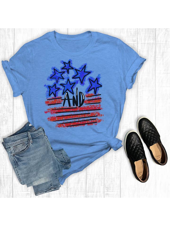 Light Blue Stars And Stripes Splatter for wholesale on Faire