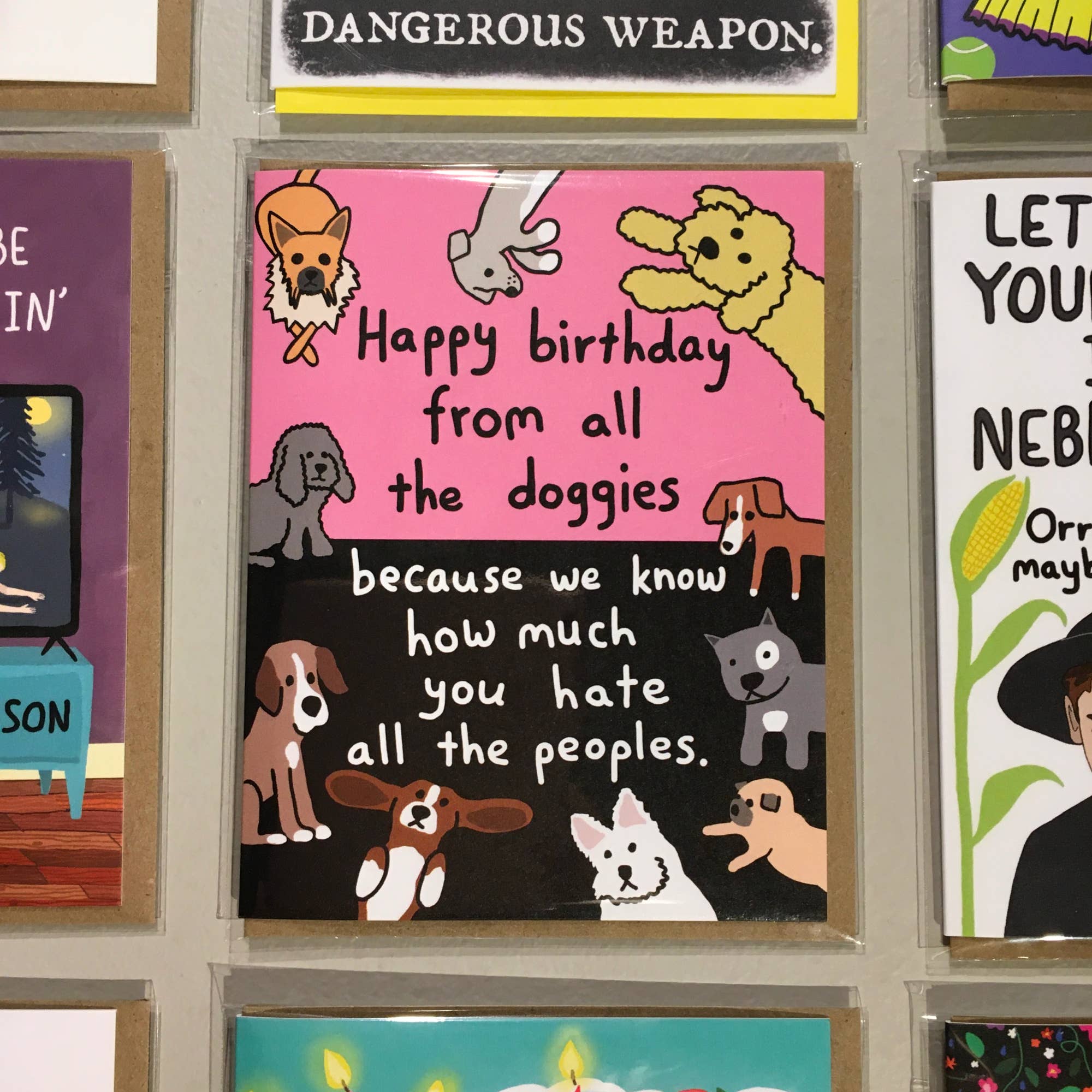 Bangs & Teeth - Wholesale Birthday Card - Happy Birthday From All The Doggies, funny dog card, dog mom2