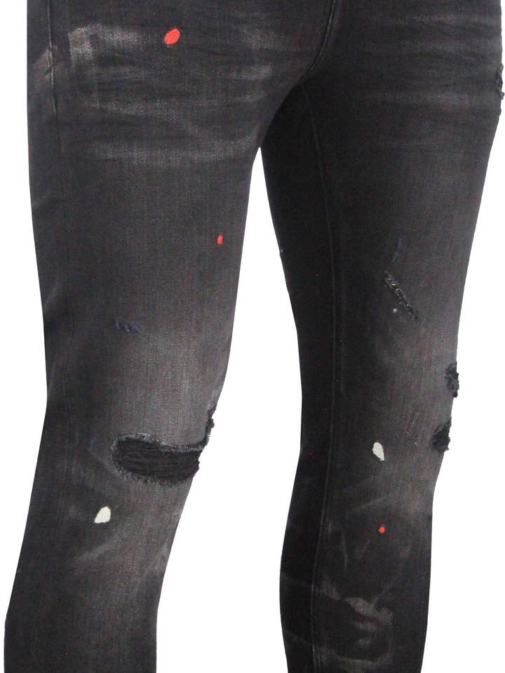 Privilege Society Black Drip Denim Jeans for wholesale by Privilege Society