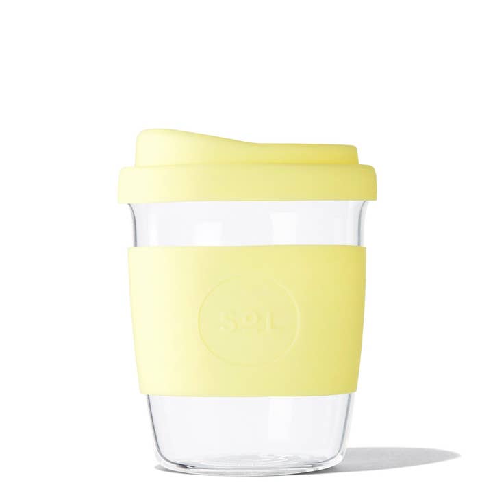 One Less - Wholesale Drinking Glass/Cup - 12OZ Glass Travel Tumbler from SoL Cups - Yellow