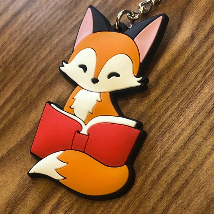 Tea Fox keychain - fox keychain, cute fox, Cartoon fox charm, fox Gift, chibi fox keyring for wholesale by Kieutie Pie