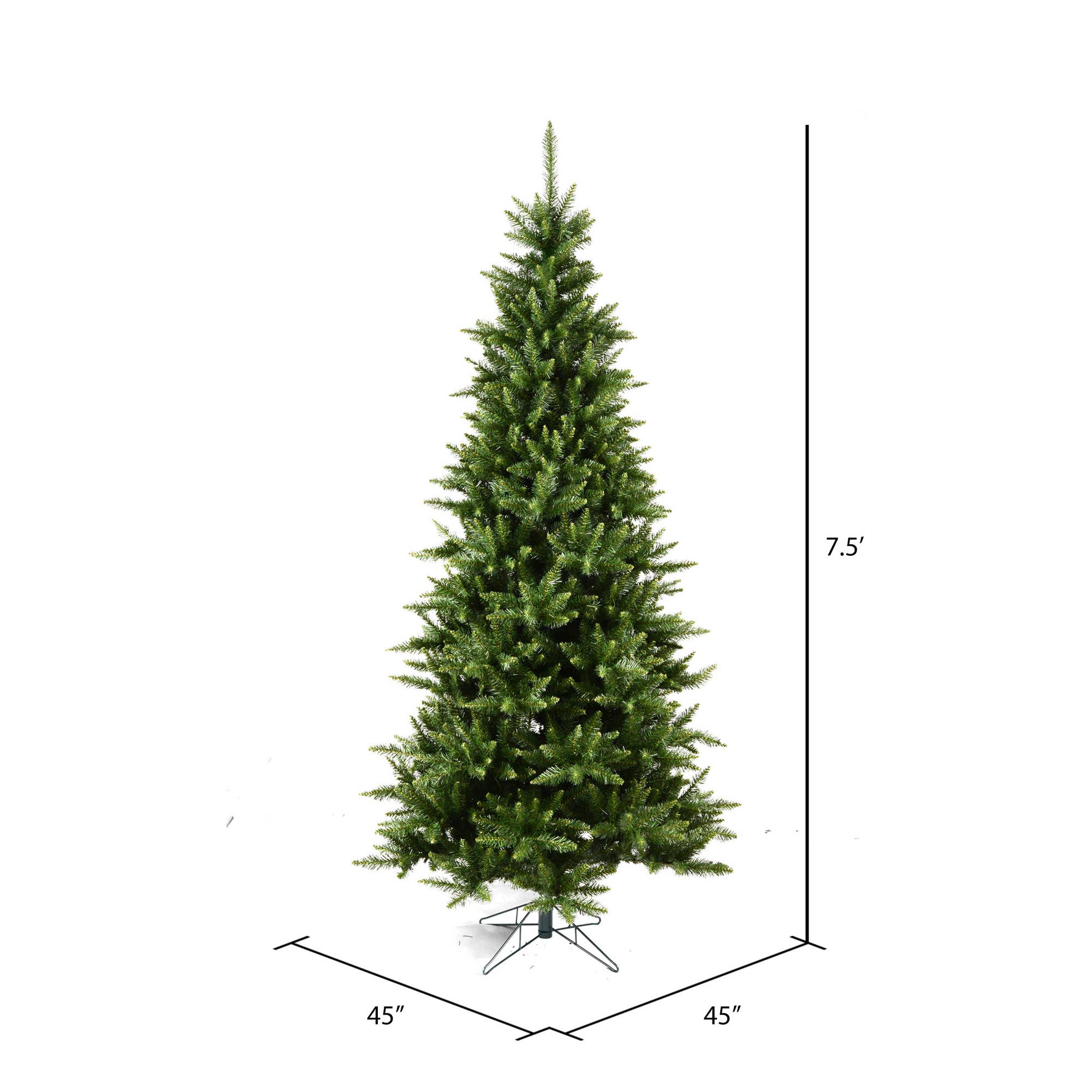 Green Vickerman 7.5' x 45" Camdon Fir Slim Tree 1438Tips for wholesale on Faire2