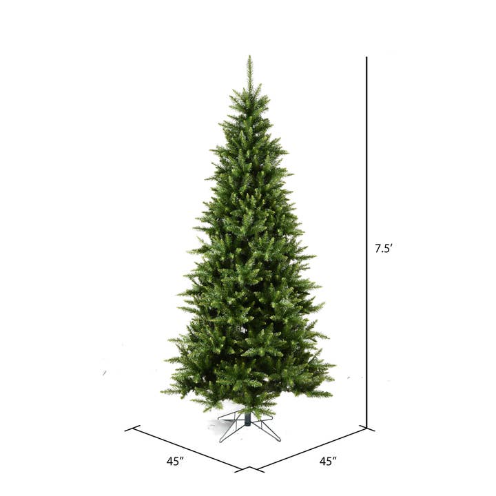 Green Vickerman 7.5' x 45" Camdon Fir Slim Tree 1438Tips for wholesale on Faire2