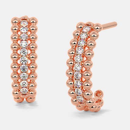 Pendientes de oro de 14 quilates para regalo para ella, con diamantes de 0,16 quilates para venta al por mayor de OISHI DIAMONDS