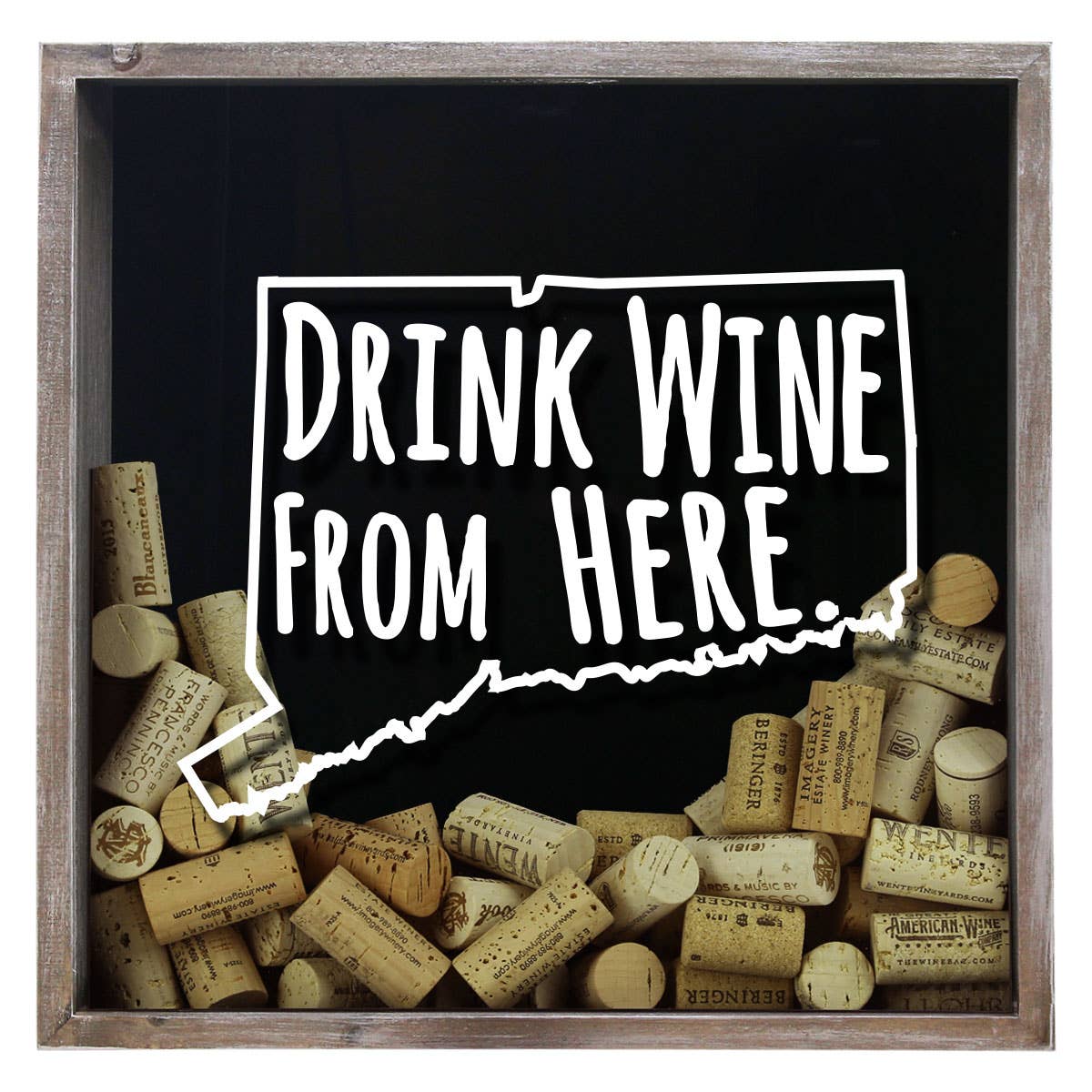 Torched Products - Wholesale Sign - Drink Wine From Here Beer Cap Shadow Box - Farmhouse Antique6