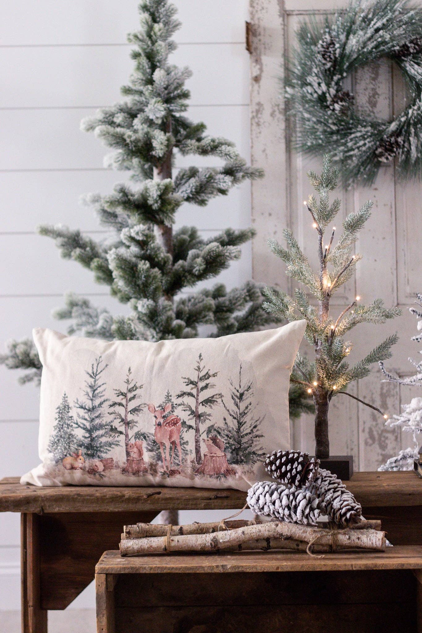 Audrey's Home & Gift - Wholesale Lumbar Pillow - Lumbar Pillow - Winter Animals in Forest (PC)1