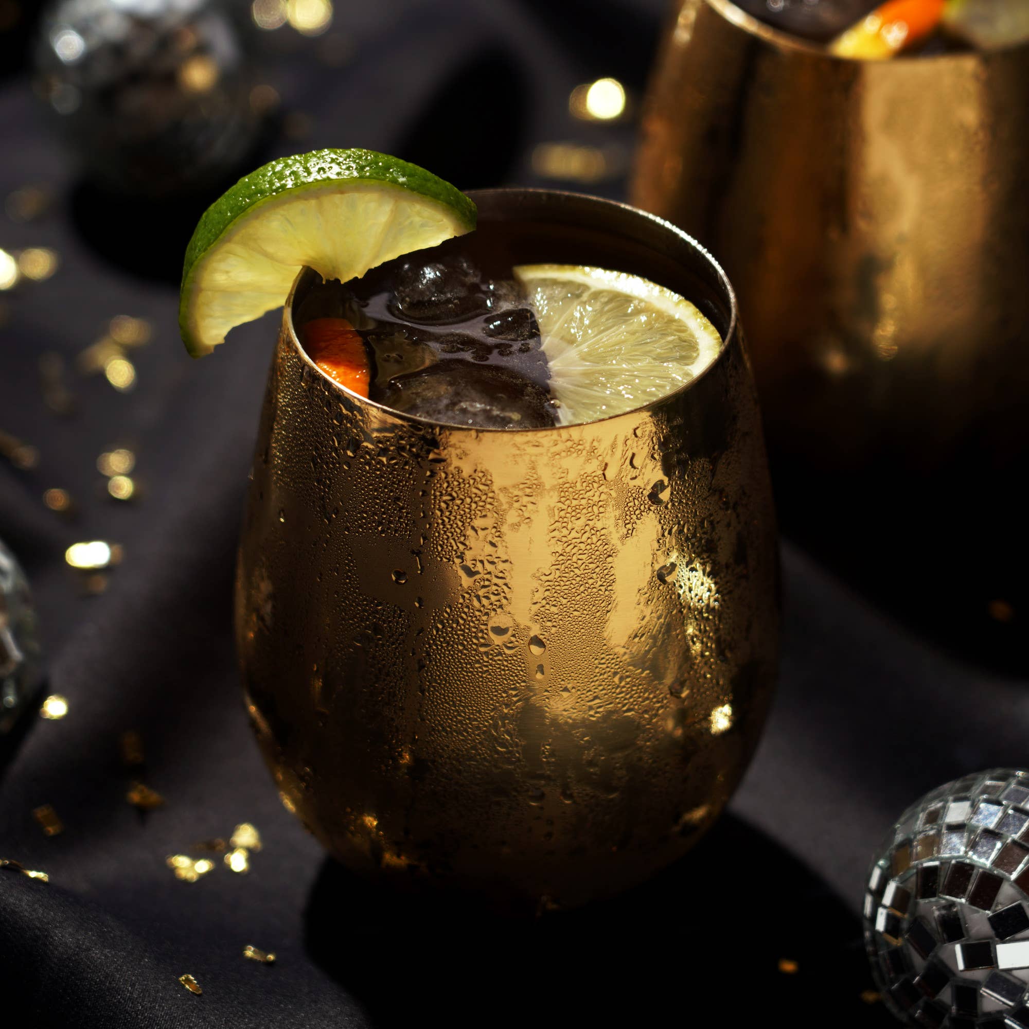 Viski - Wholesale Wine Glass - Belmont™ Gold Plated Stemless Wine Glasses Set of 23