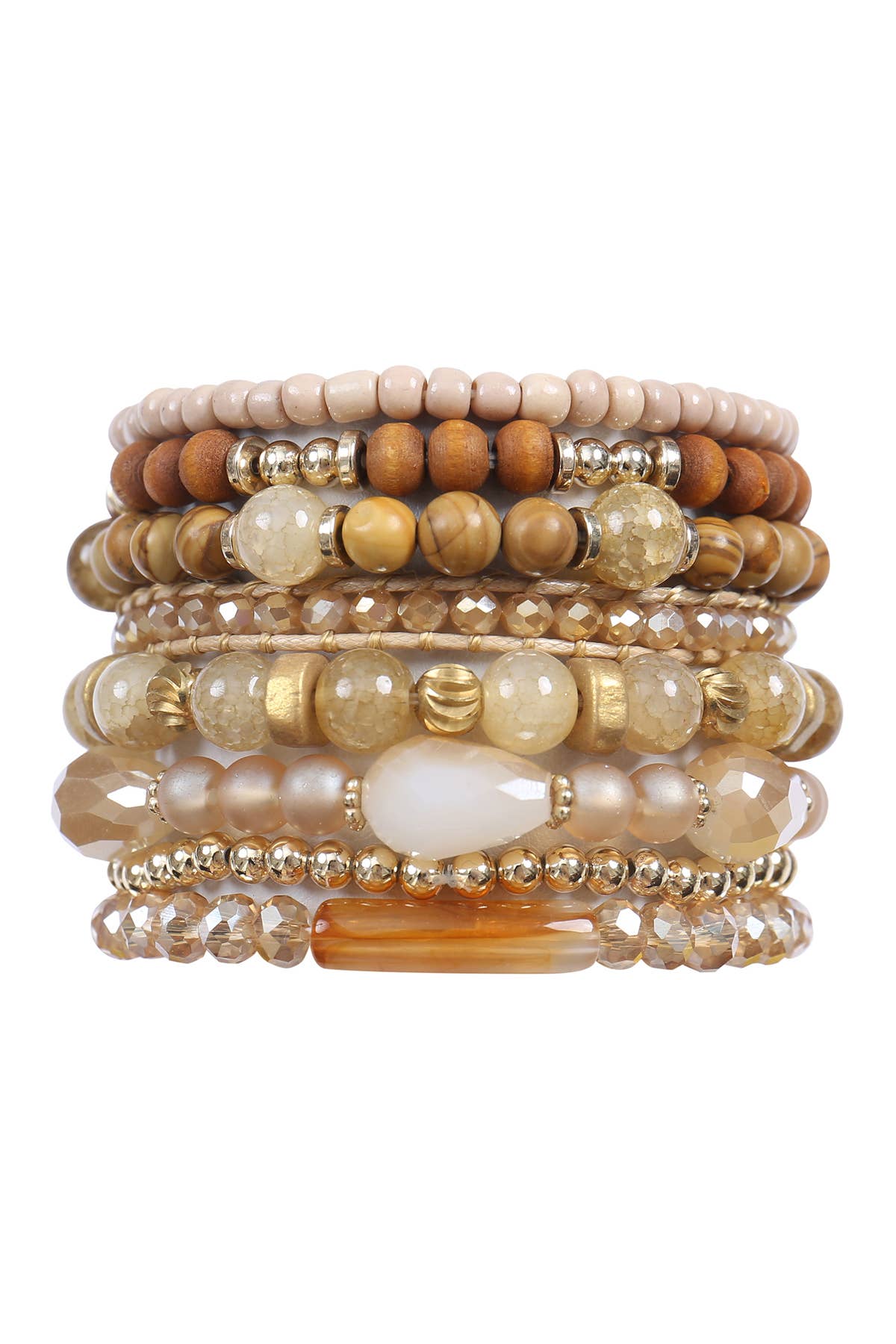 MYS Wholesale Inc - Wholesale Jewelry Set - Charm Mix Bead Natural Stone Wood Layered Stackable Bracelet1