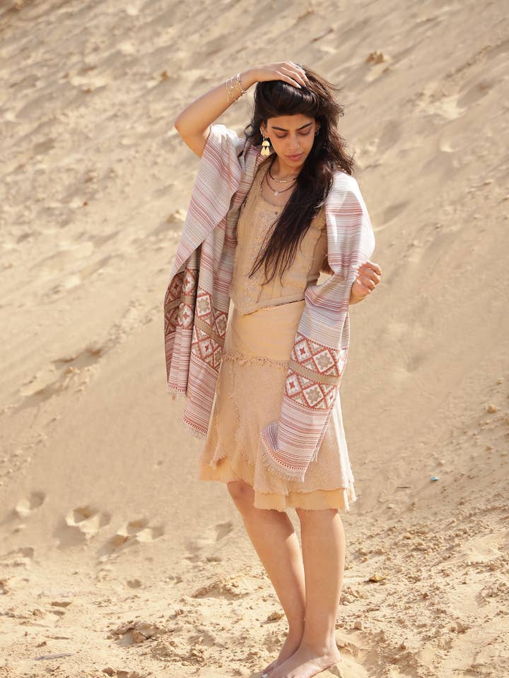 MIRHA CASHMERE SILK - PINK SUNSET for wholesale by Arya Clothing