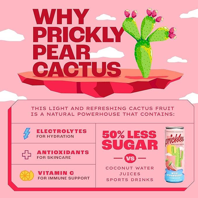 Pricklee Cactus Water - Wholesale Sparkling Water - Pricklee Cactus Water - Wild Strawberry (12-pack)