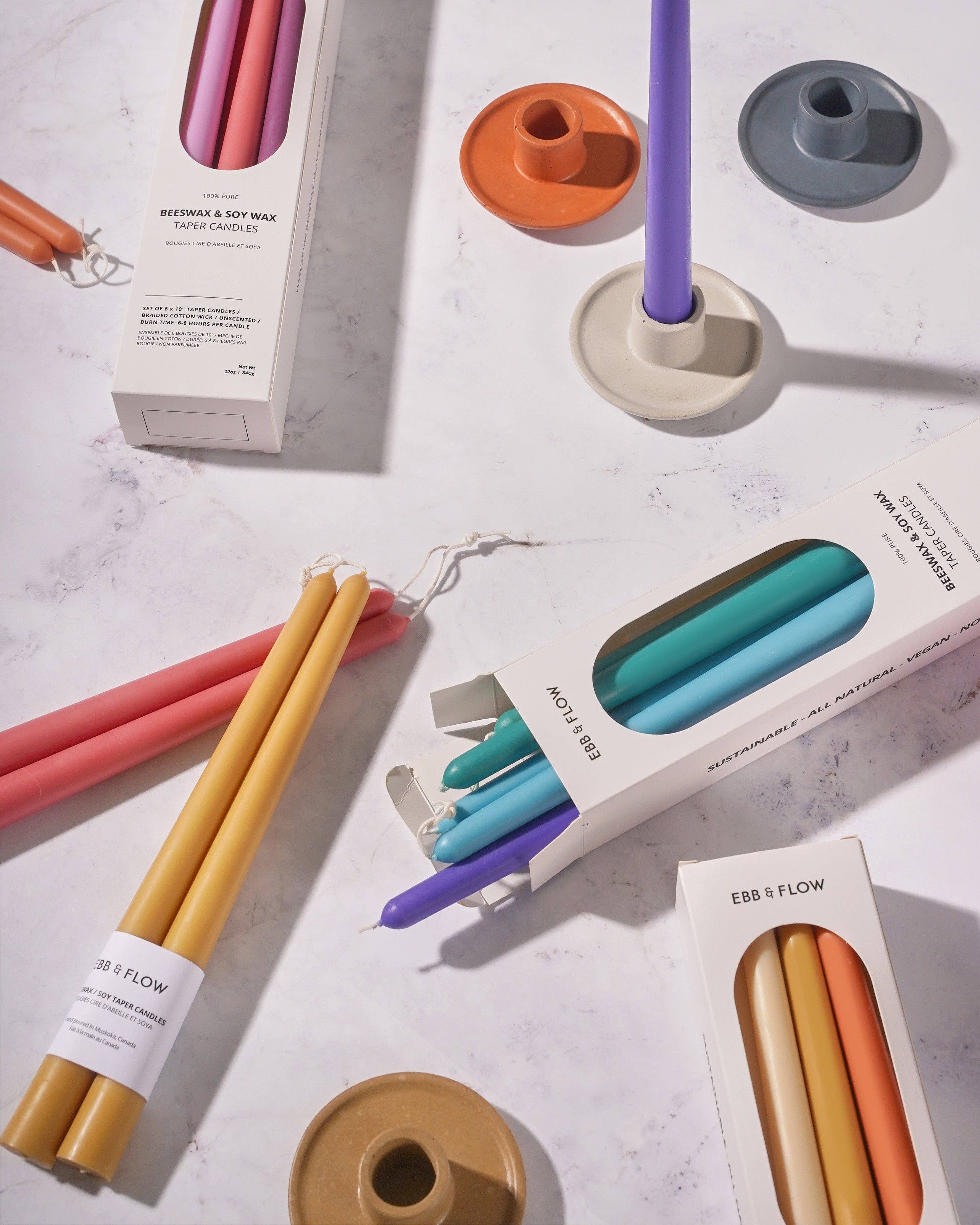 Ebb & Flow - Wholesale Tapered Candle/Candlestick - Beeswax / Soy Taper Candle Box Set - Neutral1