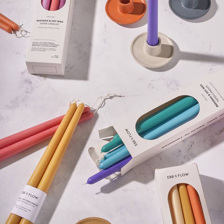 Ebb & Flow - Wholesale Tapered Candle/Candlestick - Beeswax / Soy Taper Candle Box Set - Neutral1
