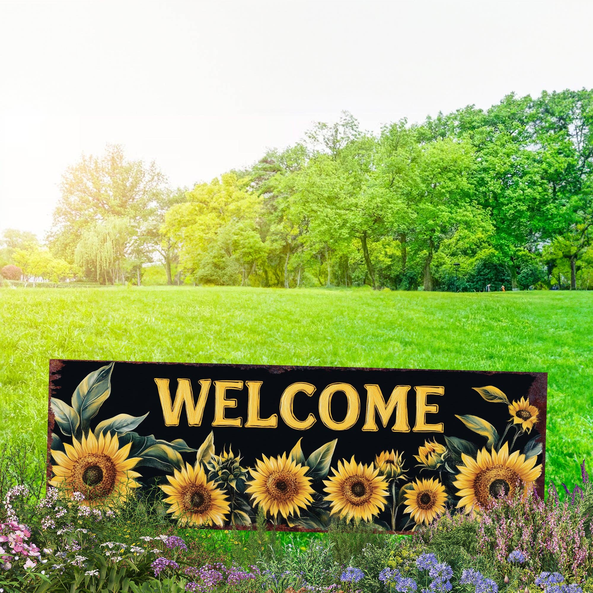 TX USA Corporation – wholesale Gräspiggar – Sommar Solros Välkommen Trädgårdsstake | Rustik Bondgård Utomhusdekor Skylt4