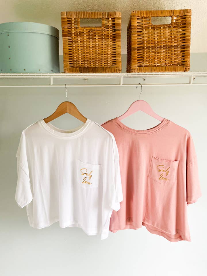 Self Love Organic Cotton Fair Trade Cropped Pocket Tee - Limited Edition for wholesale by Le Prix