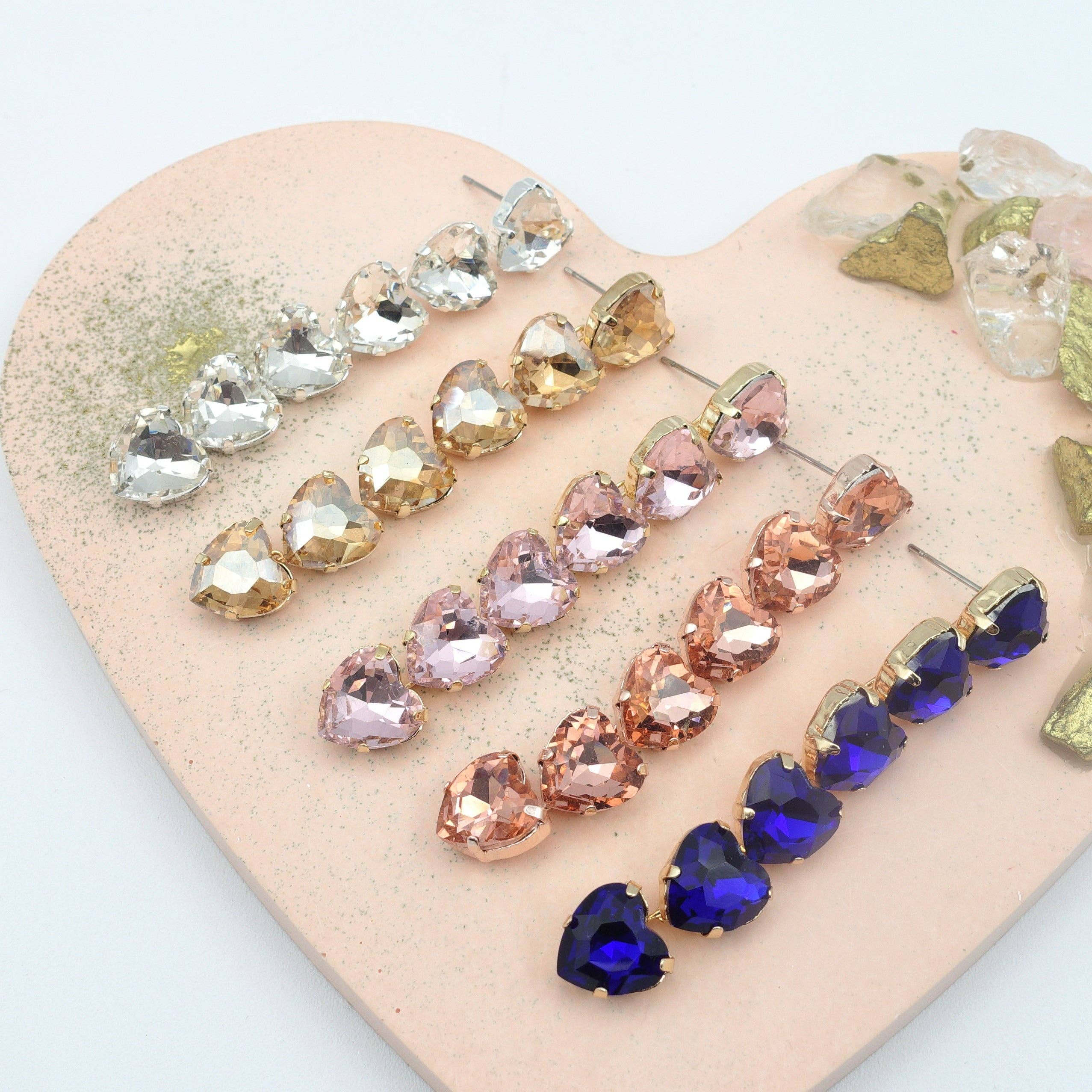 LUCE HEARTS - Boucles d'oreilles avec pierres facettées pour la vente par Daemon srls