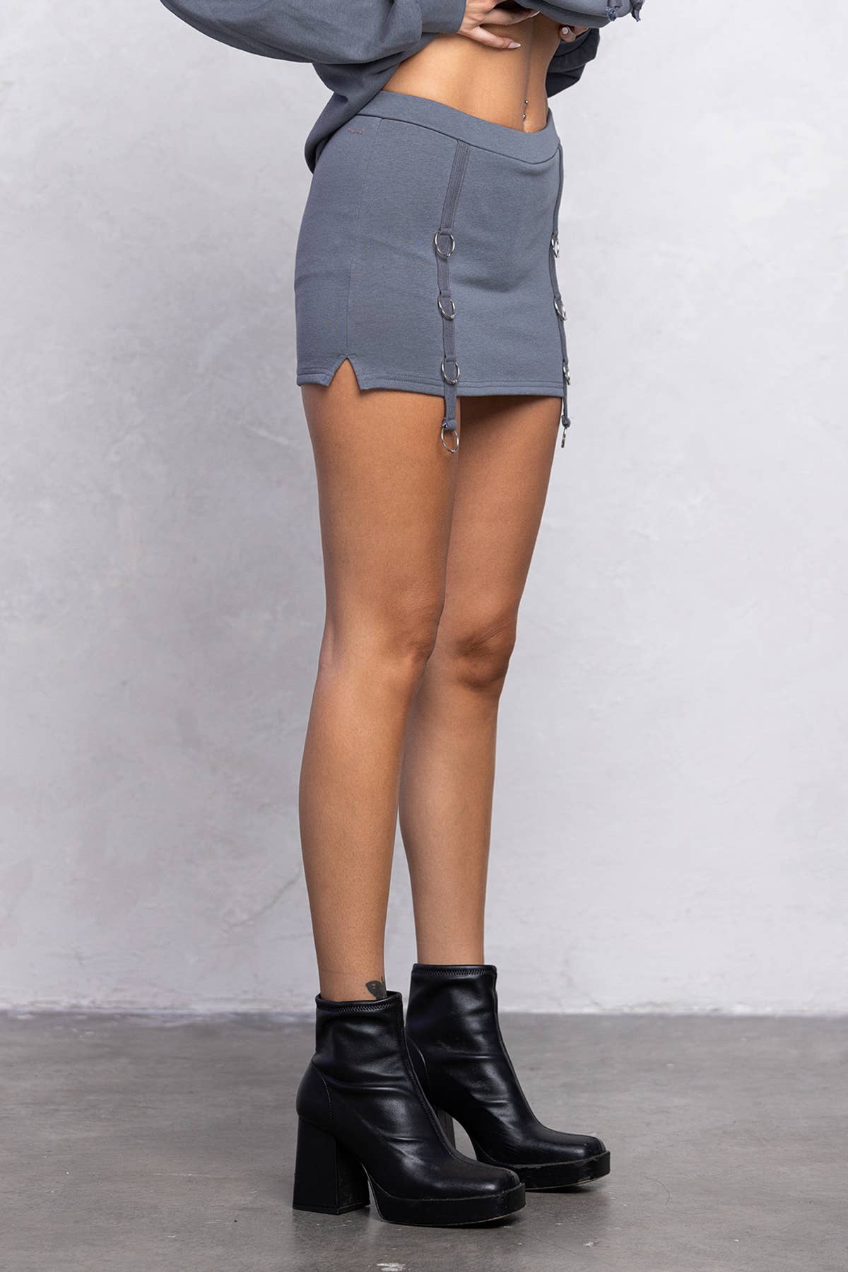 No Vacancy – wholesale Top & skirt set – Women's – Metal o-ring detail hoodie and mini skort set4